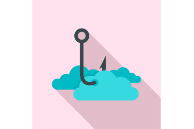 Phishing cloud data icon, flat style