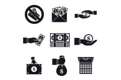 Bribery corrupt icon set, simple style