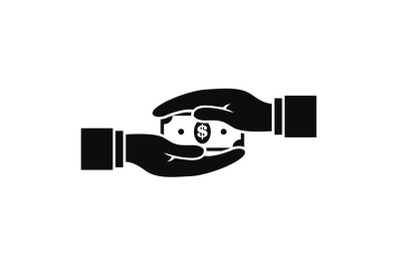 Two hand bribery money icon, simple style