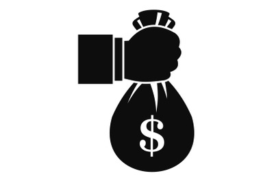 Corruption money bag icon, simple style