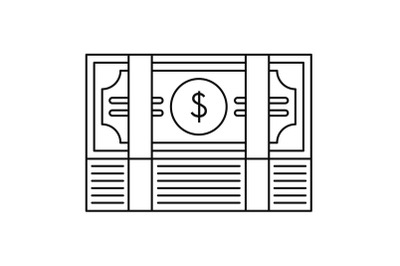 Bribery money stack icon, outline style