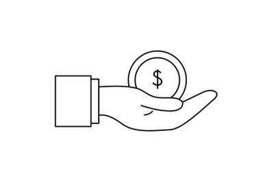 Bribery money coin icon, outline style