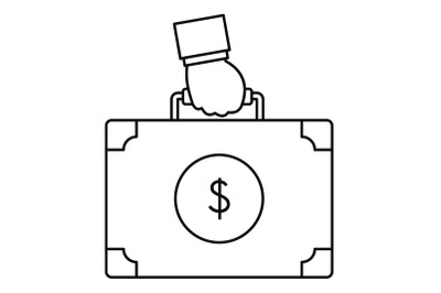 Corruption money suitcase icon, outline style