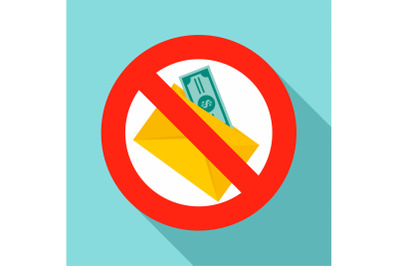 No money bribery icon, flat style