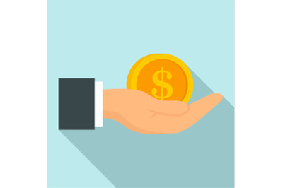 Bribery money coin icon, flat style