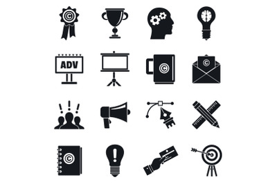 Brand marketing icon set, simple style