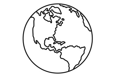 Earth planet icon, outline style