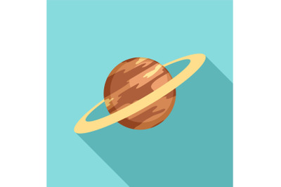 Saturn planet icon, flat style