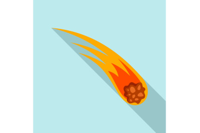 Flame meteorite icon, flat style