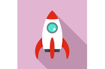 Space rocket icon, flat style