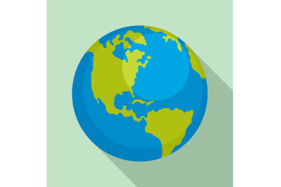Earth planet icon, flat style