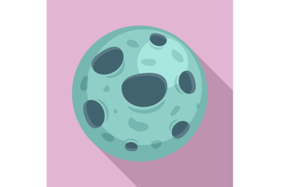 Space moon icon, flat style