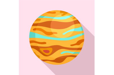 Jupiter planet icon, flat style