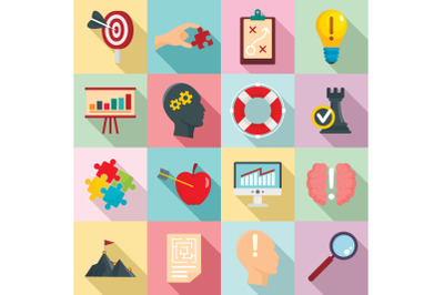 Solution icon set, flat style