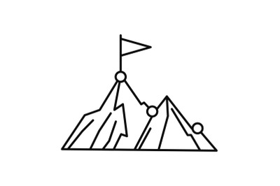 Business mountain target icon, outline style