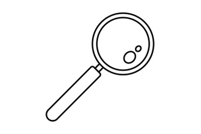 Find solution magnify glass icon, outline style