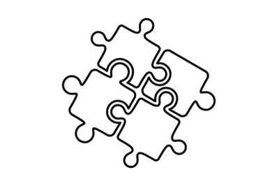 Teamwork solution puzzle icon, outline style