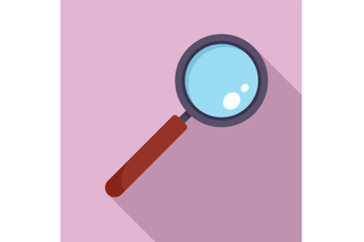 Find solution magnify glass icon, flat style
