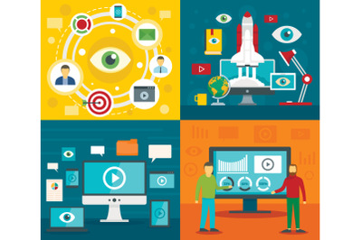 Visualization banner set, flat style