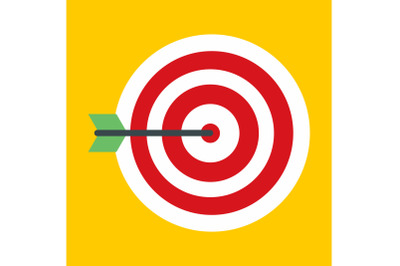 Business red target icon, flat style
