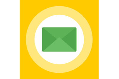 Green mail icon, flat style