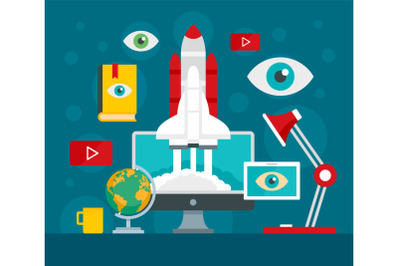 Start up vision concept background, flat style