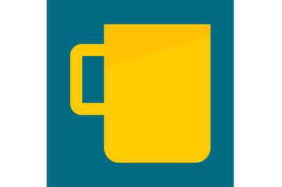 Yellow tea cup icon, flat style