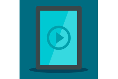 Tablet video player icon, flat style