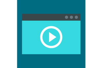 Window video play icon, flat style