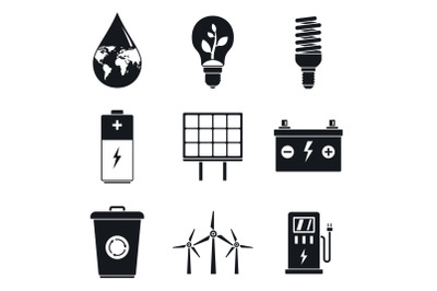 Energy saving day icon set, simple style