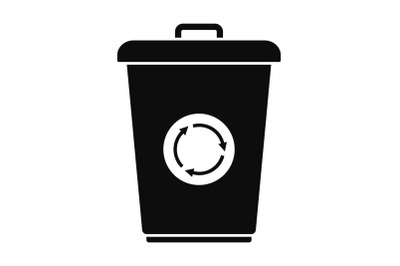 Recycling bin icon, simple style