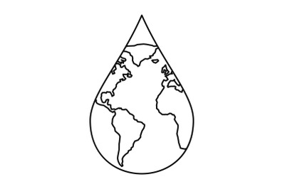Earth water drop icon, outline style