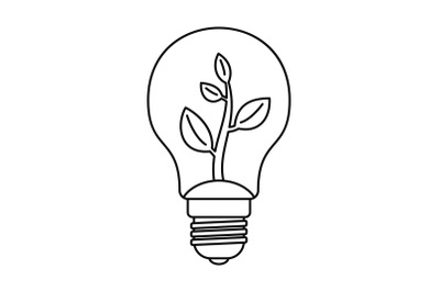 Eco bulb icon, outline style