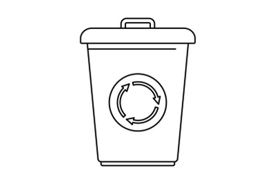 Recycling bin icon, outline style