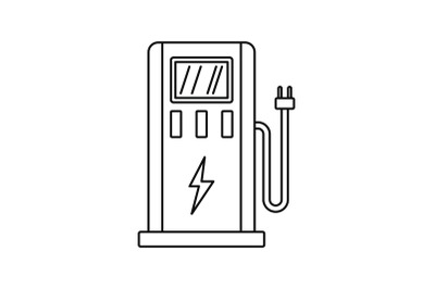 Electric car station icon, outline style