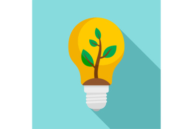 Eco bulb icon, flat style