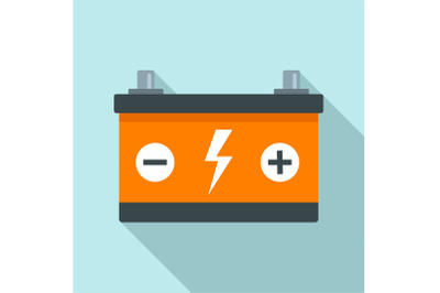 Car battery icon, flat style