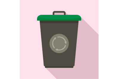 Recycling bin icon, flat style