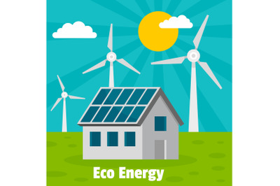 Eco energy home concept background, flat style
