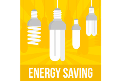 Energy saving bulb concept background, flat style