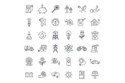 Ecology day icon set, outline style
