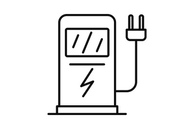 Electric car recharge station icon, outline style