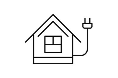 Energy save home icon, outline style