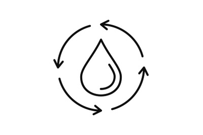 Water drop recycling icon, outline style