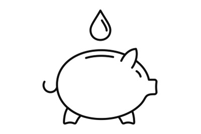 Save piggy bank water icon, outline style