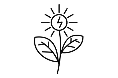 Flower solar energy icon, outline style