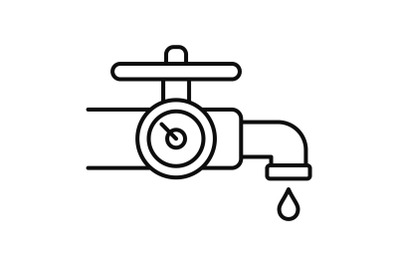 Water tap control icon, outline style