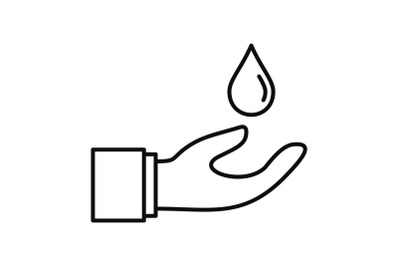 Hand save water icon, outline style