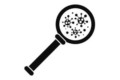 Virus magnify glass inspection icon, simple style