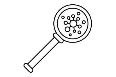 Virus magnify glass icon, outline style